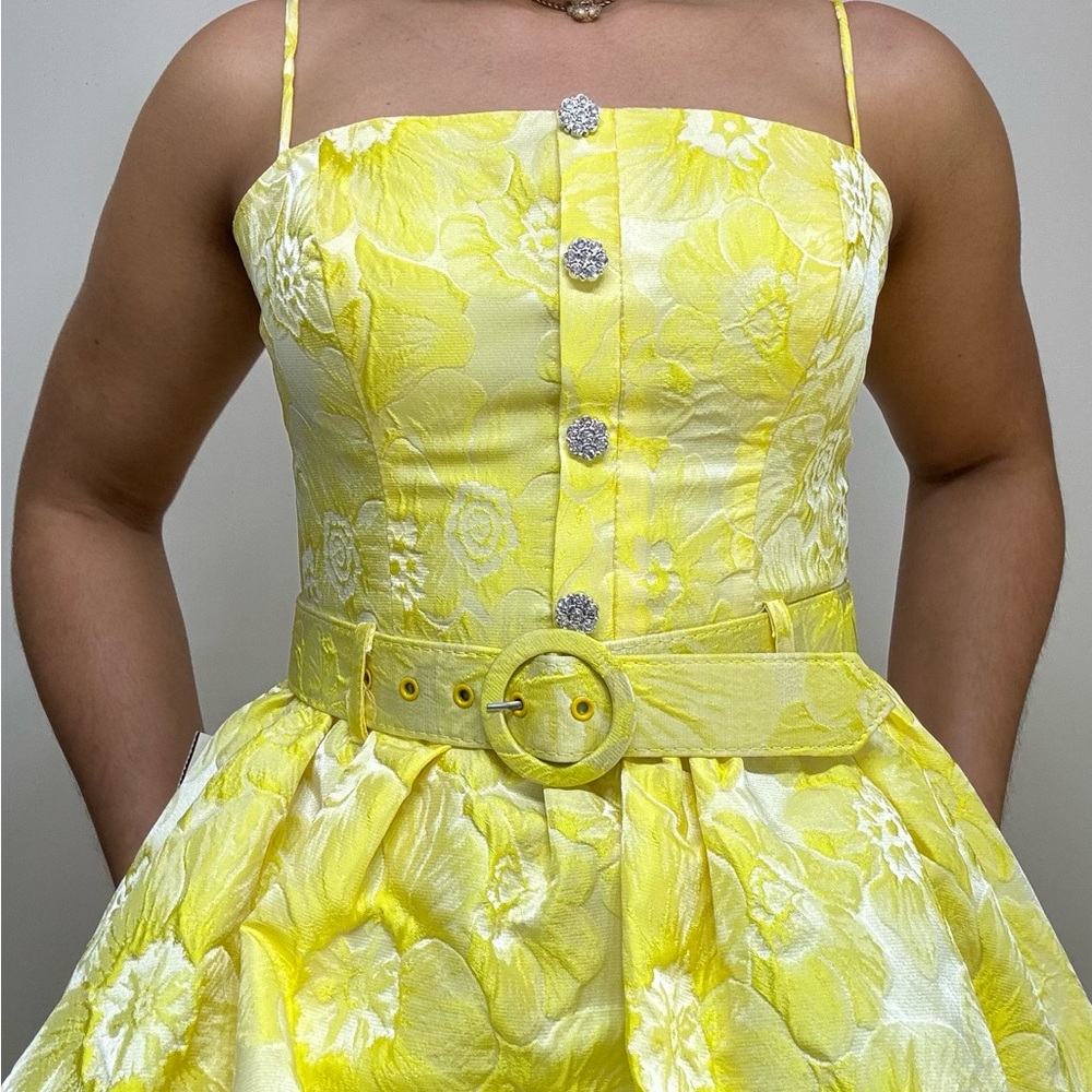 B Darlin Yellow Floral Dress